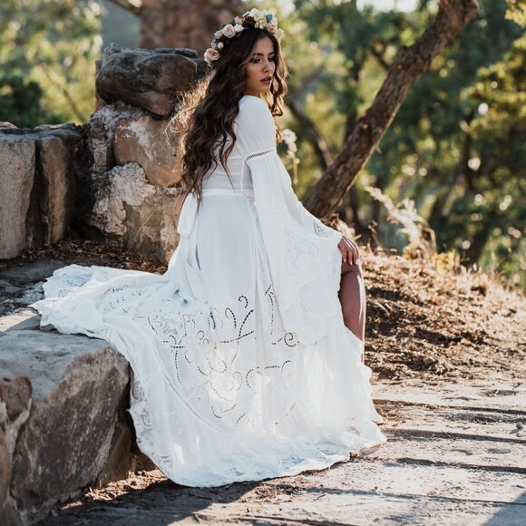 Spell & The Gypsy Collective Gwendolyn Gown XS Spell Bride Wedding Dress Kimono - Picture 4 of 17